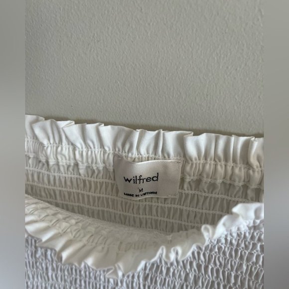 Aritzia Wilfred Smocked Maelys White Ruched Ruffle Dress - Picture 11 of 11